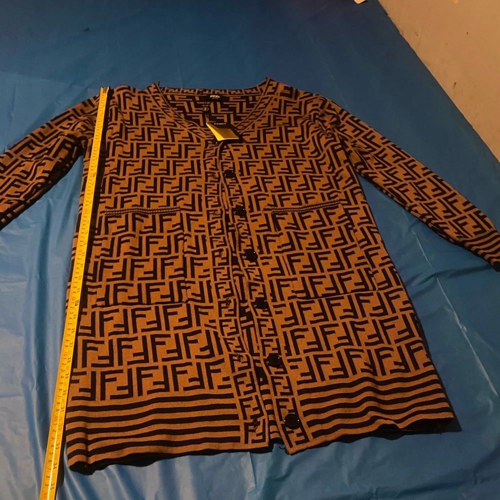 Brown and Black Patterned fendi Cardigan